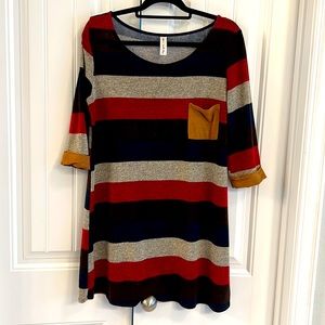 Vanilla Bay Striped 3/4 sleeve tunic top